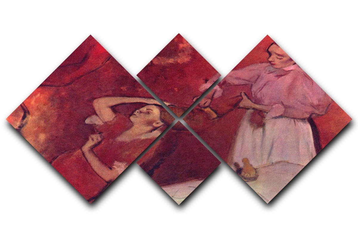 Combing hair by Degas 4 Square Multi Panel Canvas - Canvas Art Rocks - 1