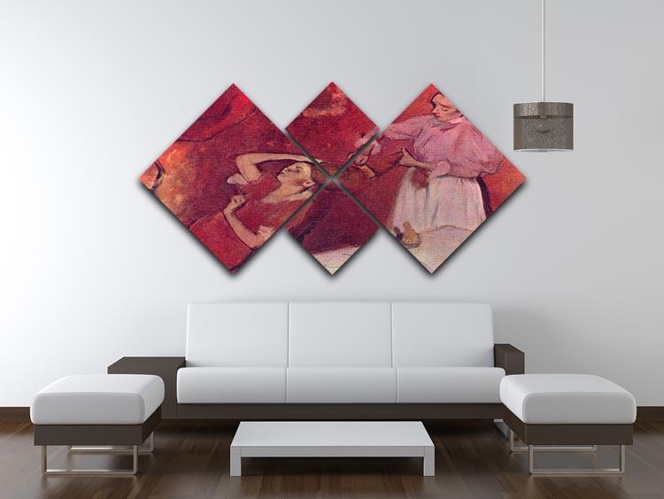 Combing hair by Degas 4 Square Multi Panel Canvas - Canvas Art Rocks - 3