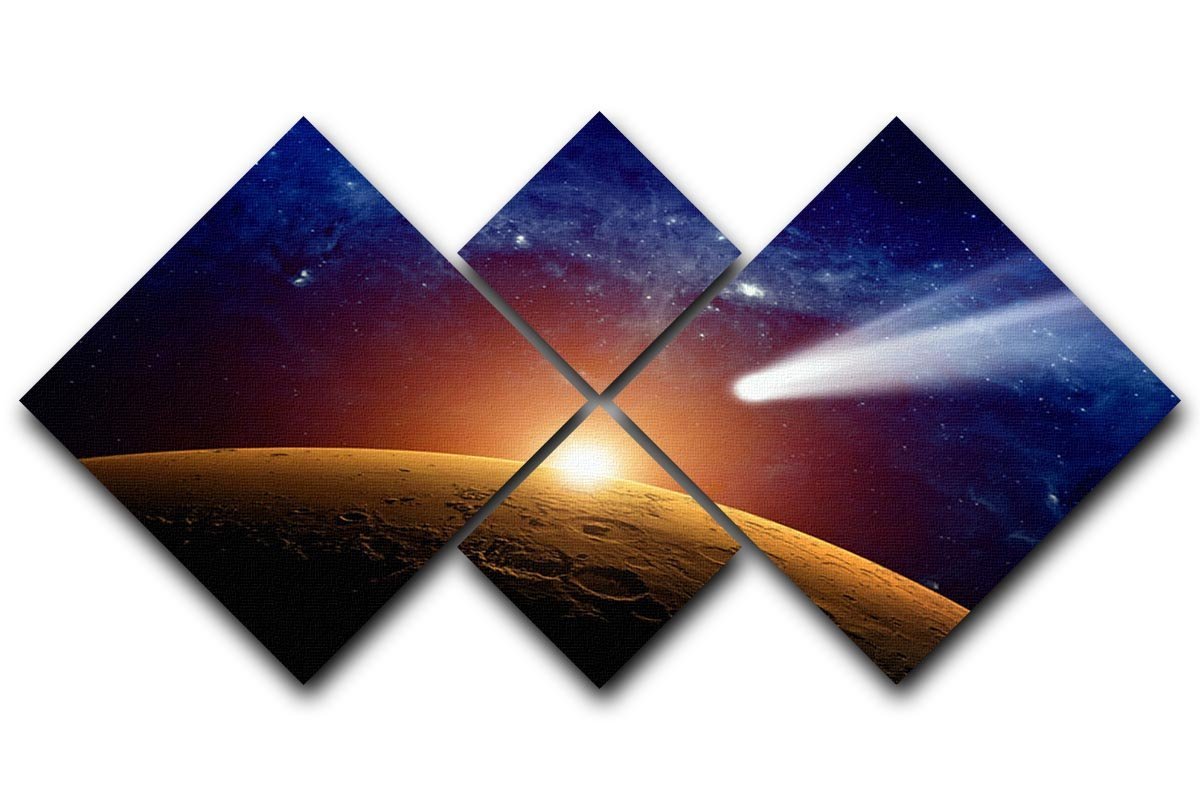 Comet approaching planet Mars 4 Square Multi Panel Canvas  - Canvas Art Rocks - 1