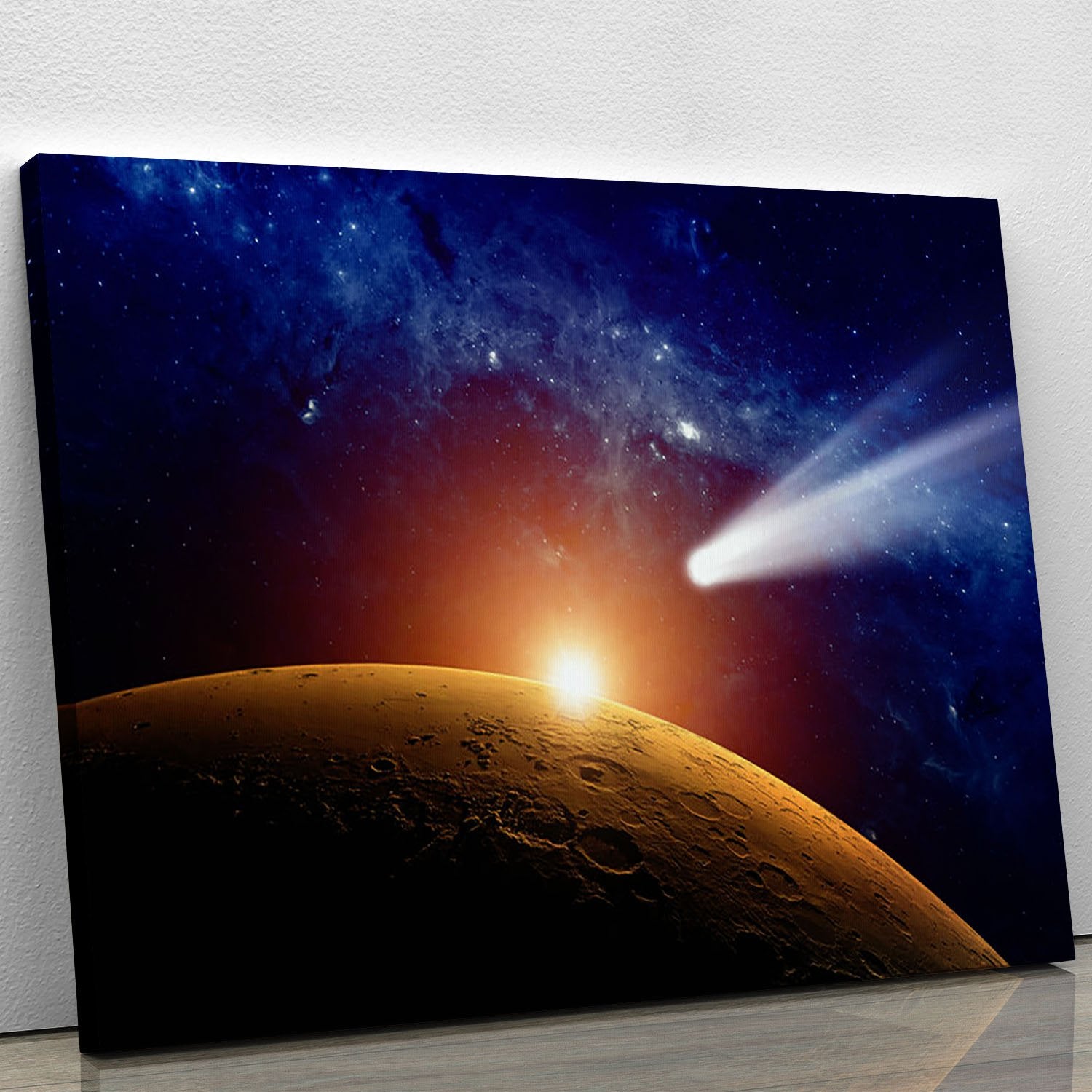 Comet approaching planet Mars Canvas Print or Poster