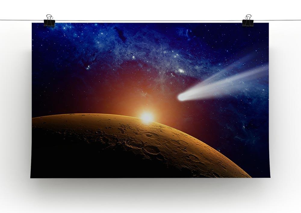 Comet approaching planet Mars Canvas Print or Poster - Canvas Art Rocks - 2