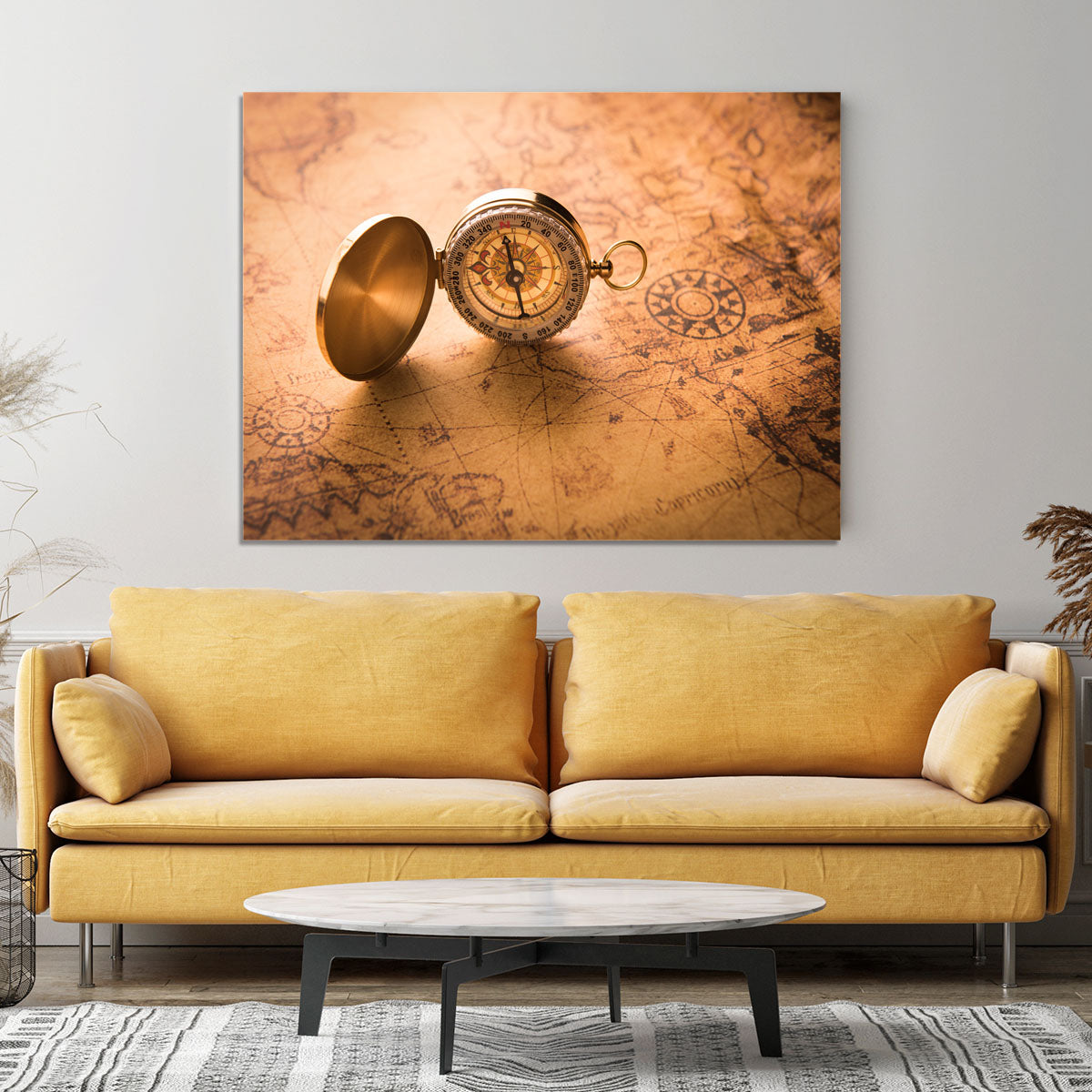Compass on old map vintage style Canvas Print or Poster - Canvas Art Rocks - 4