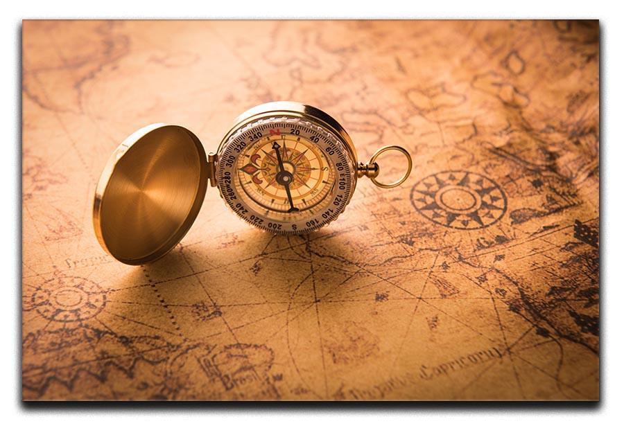Compass on old map vintage style Canvas Print or Poster  - Canvas Art Rocks - 1