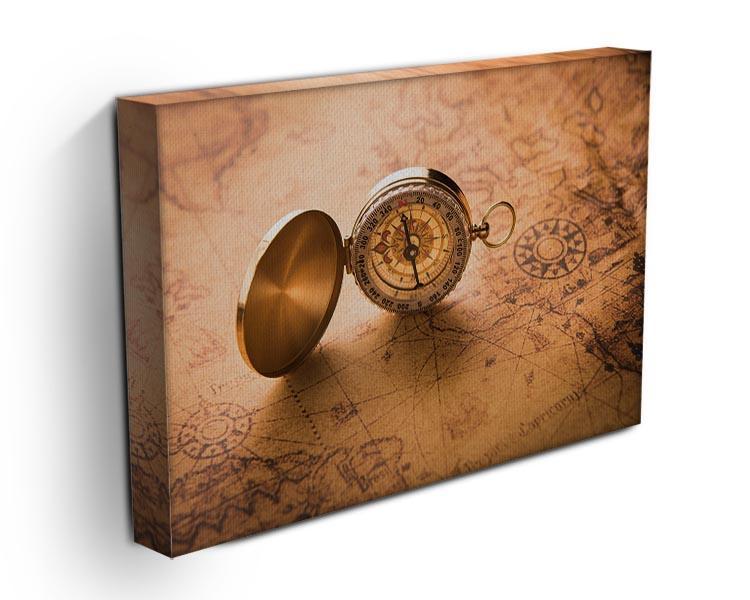 Compass on old map vintage style Canvas Print or Poster - Canvas Art Rocks - 3