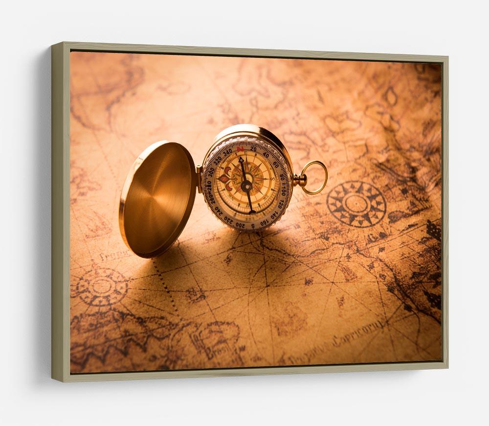 Compass on old map vintage style HD Metal Print
