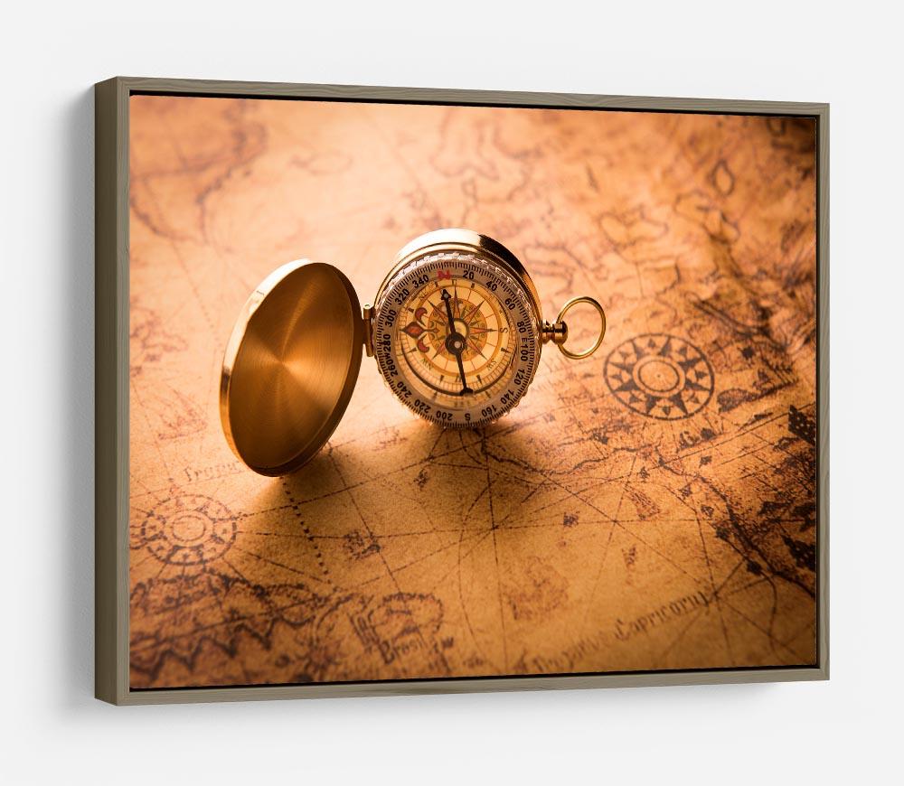 Compass on old map vintage style HD Metal Print