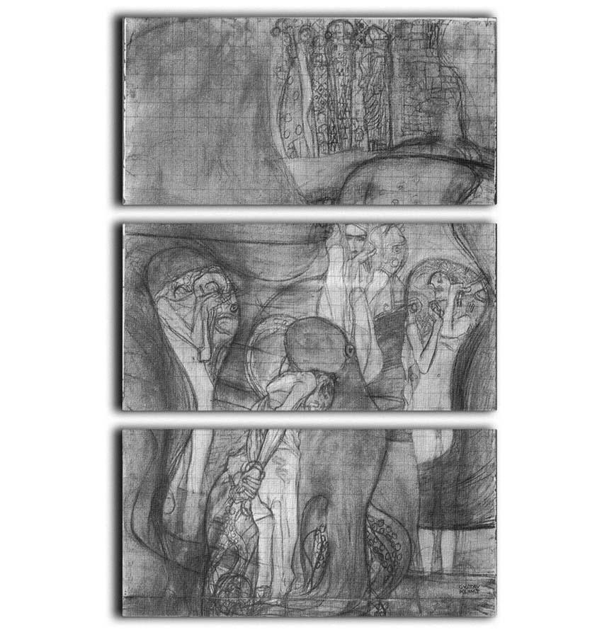 Composition draft of the law faculty image by Klimt 3 Split Panel Canvas Print - Canvas Art Rocks - 1