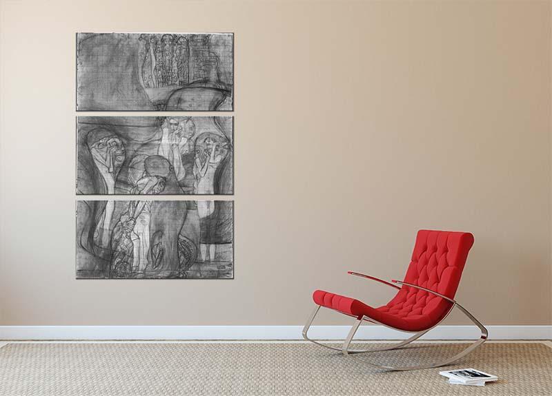 Composition draft of the law faculty image by Klimt 3 Split Panel Canvas Print - Canvas Art Rocks - 2