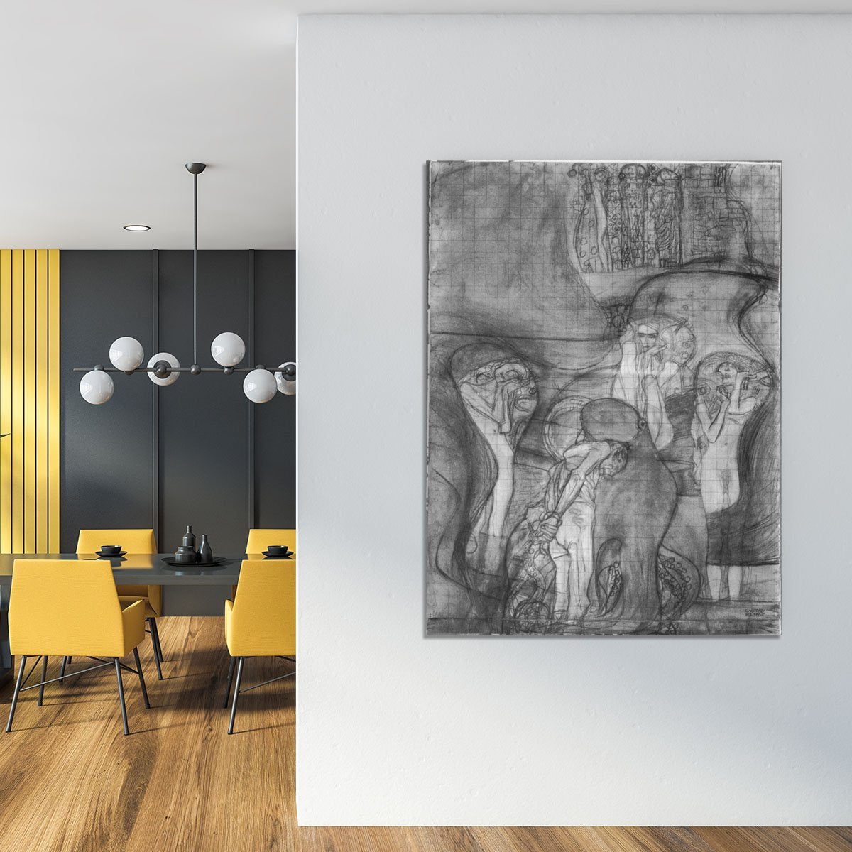Composition draft of the law faculty image by Klimt Canvas Print or Poster