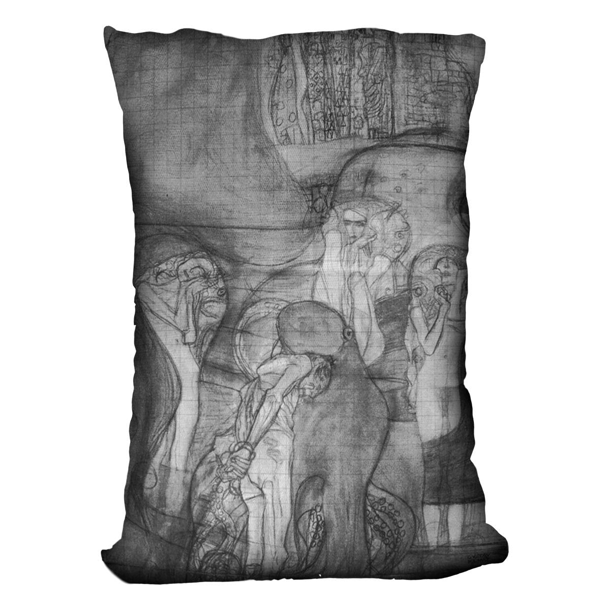 Composition draft of the law faculty image by Klimt Throw Pillow