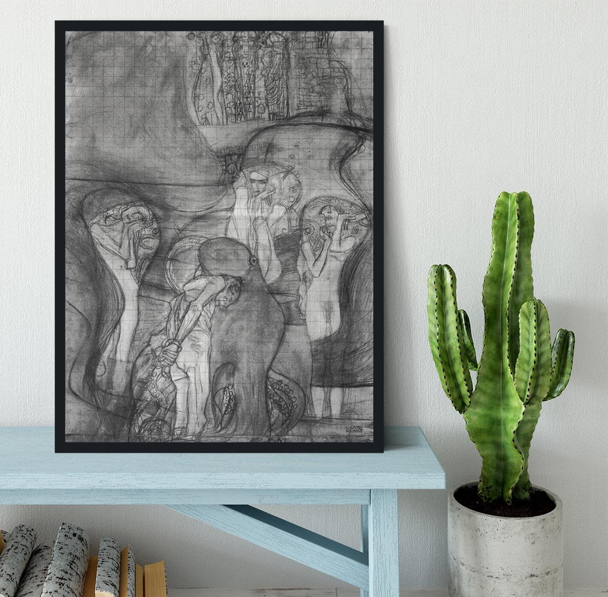 Composition draft of the law faculty image by Klimt Framed Print - Canvas Art Rocks - 2