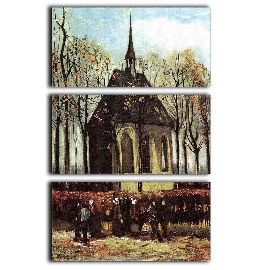 Congregation Leaving the Reformed Church in Nuenen by Van Gogh 3 Split Panel Canvas Print - Canvas Art Rocks - 1
