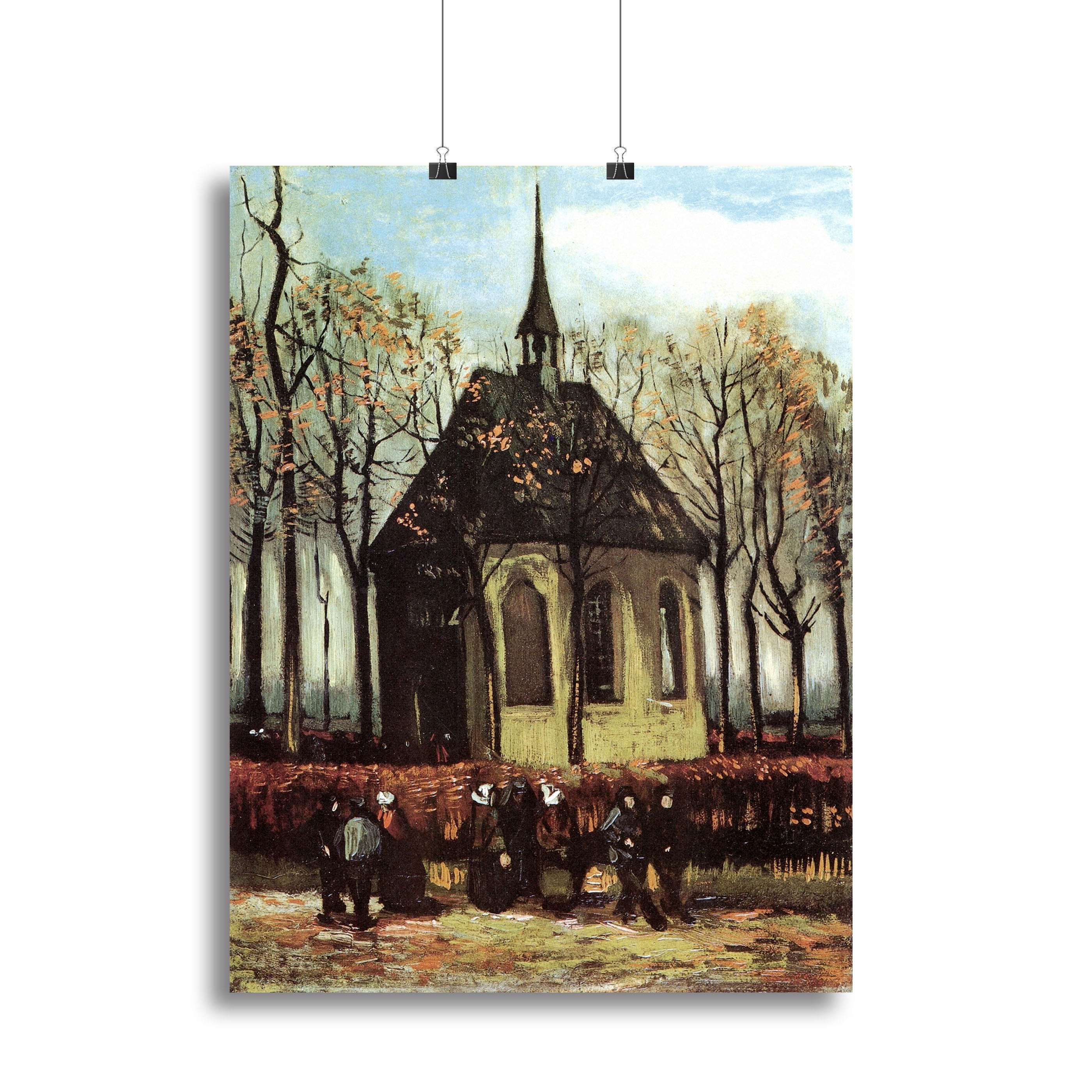 Congregation Leaving the Reformed Church in Nuenen by Van Gogh Canvas Print or Poster