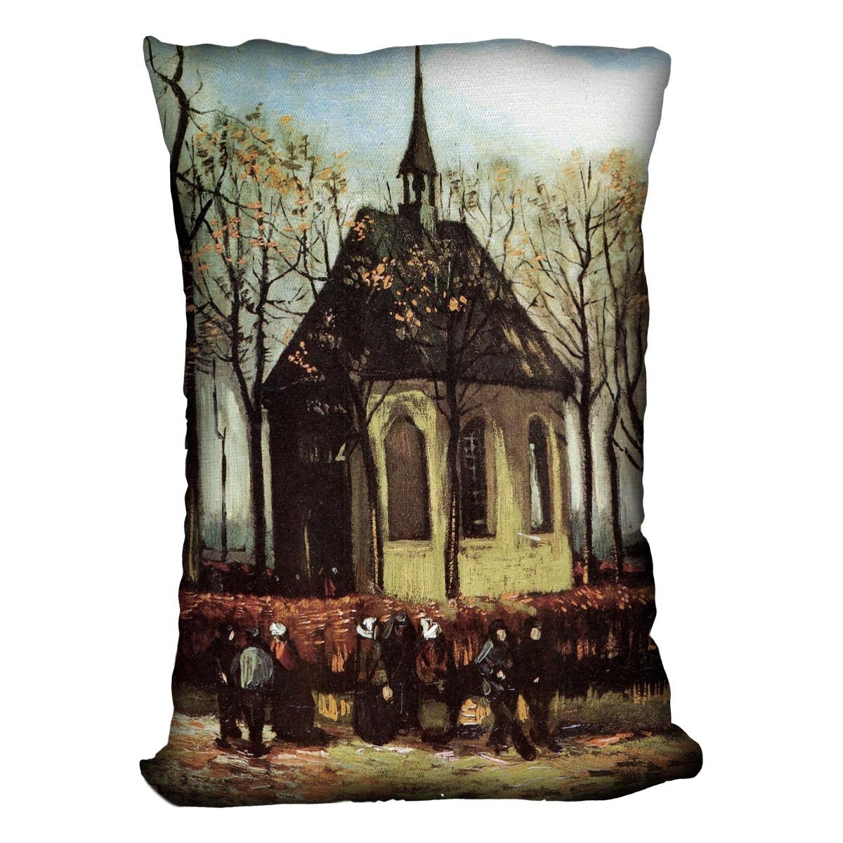 Congregation Leaving the Reformed Church in Nuenen by Van Gogh Throw Pillow