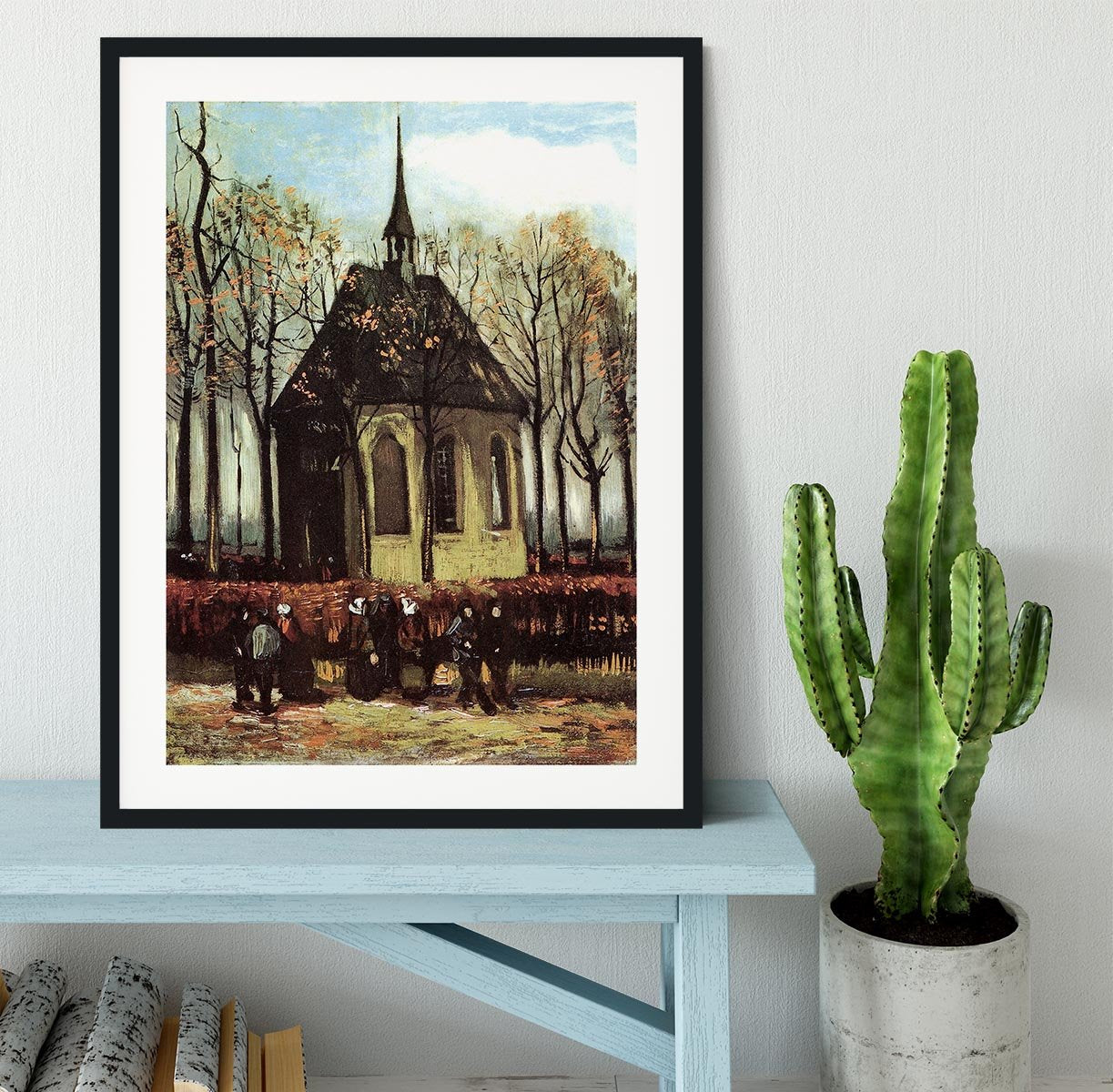 Congregation Leaving the Reformed Church in Nuenen by Van Gogh Framed Print - Canvas Art Rocks - 1