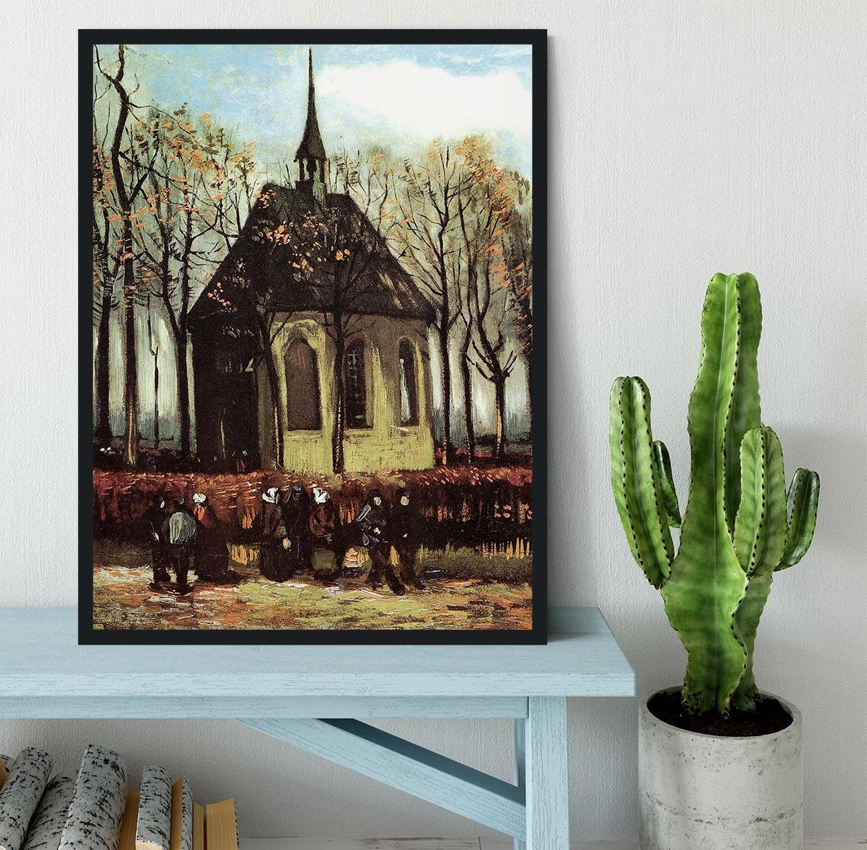 Congregation Leaving the Reformed Church in Nuenen by Van Gogh Framed Print - Canvas Art Rocks - 2