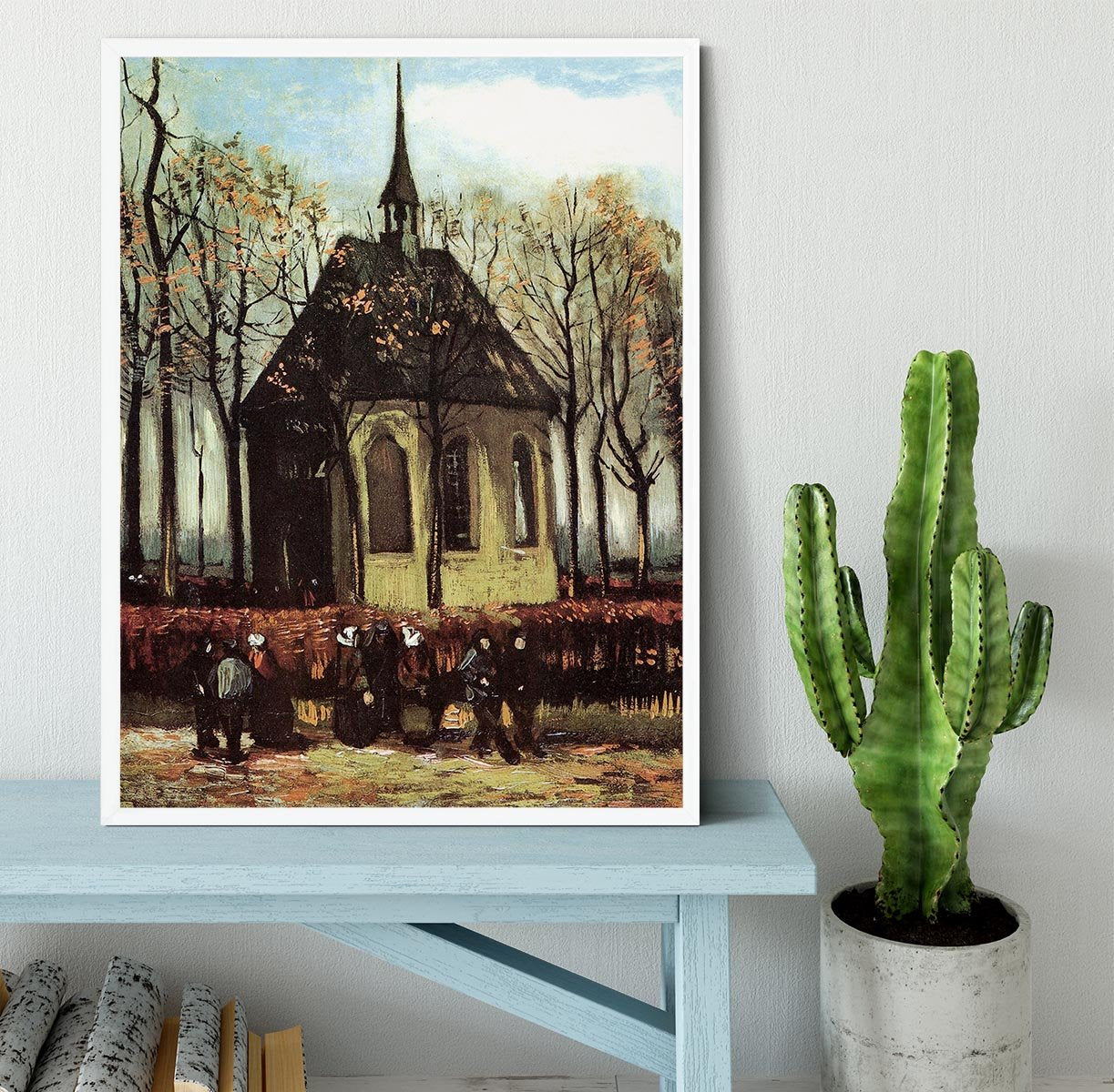 Congregation Leaving the Reformed Church in Nuenen by Van Gogh Framed Print - Canvas Art Rocks -6