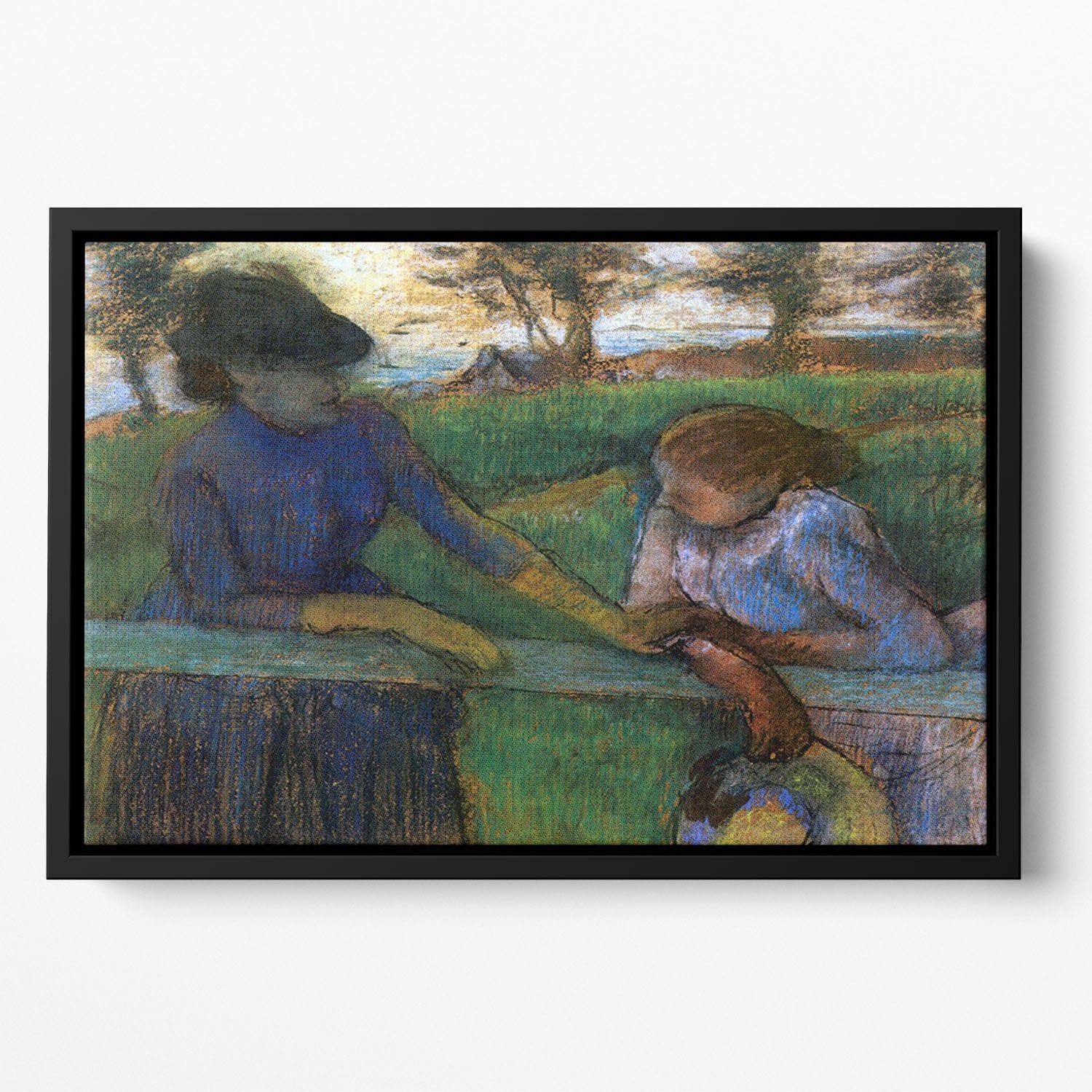 Conversation by Degas Floating Framed Canvas