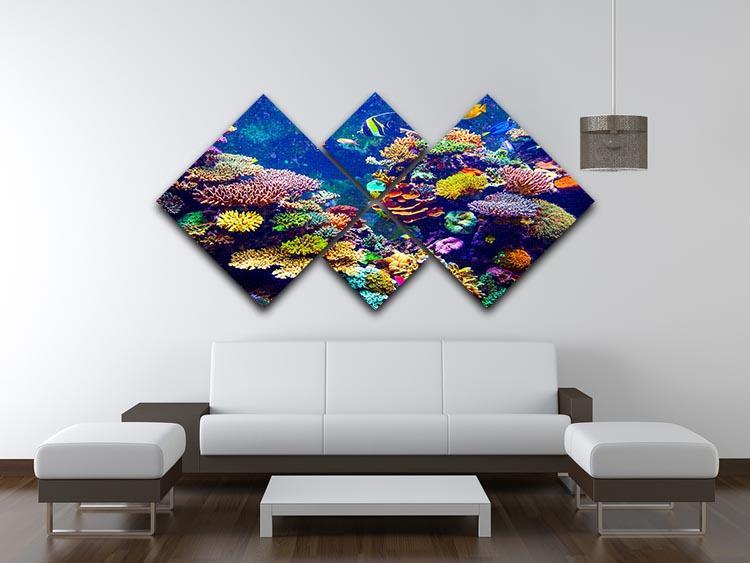 Coral Reef and Tropical Fish 4 Square Multi Panel Canvas  - Canvas Art Rocks - 3