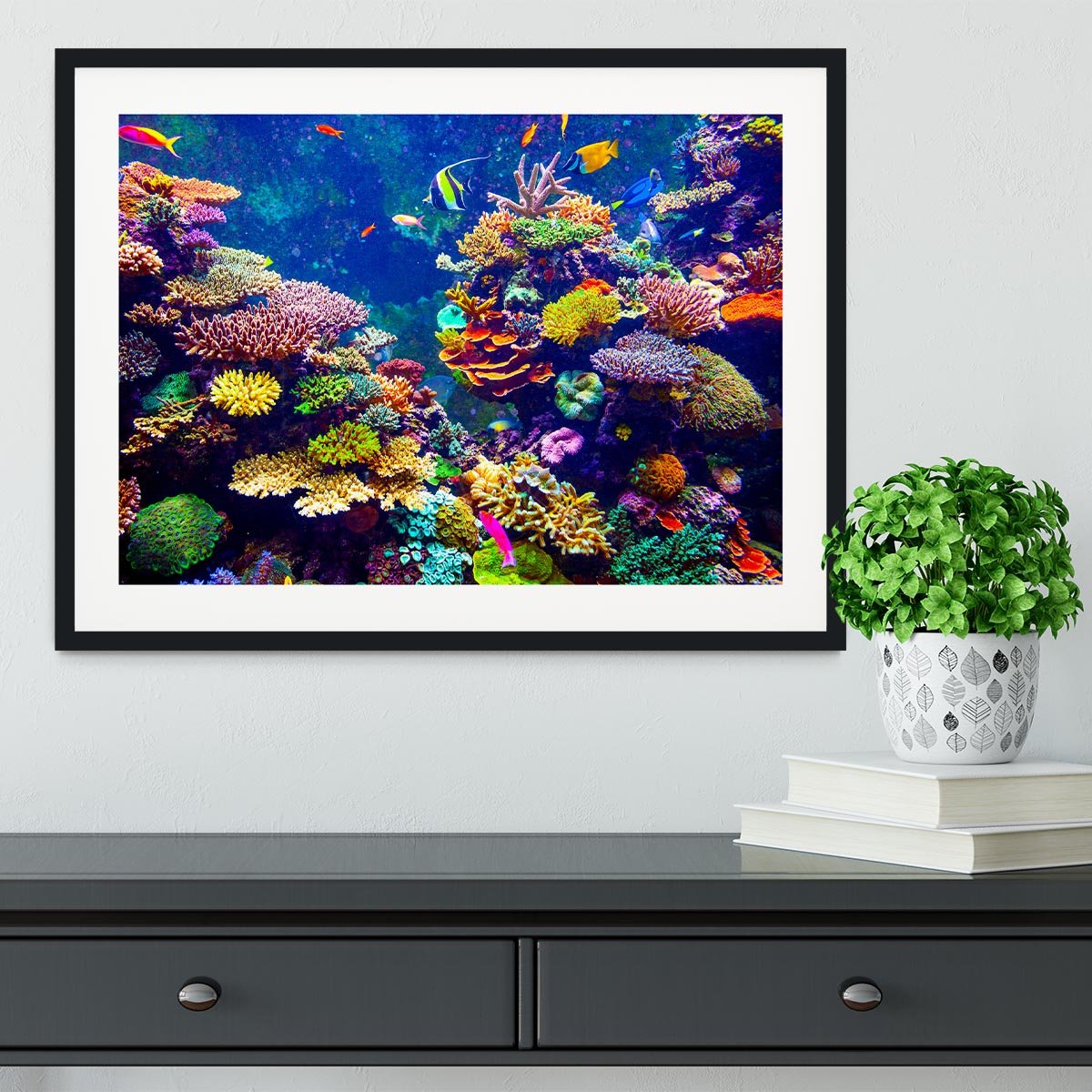Coral Reef and Tropical Fish Framed Print - Canvas Art Rocks - 1