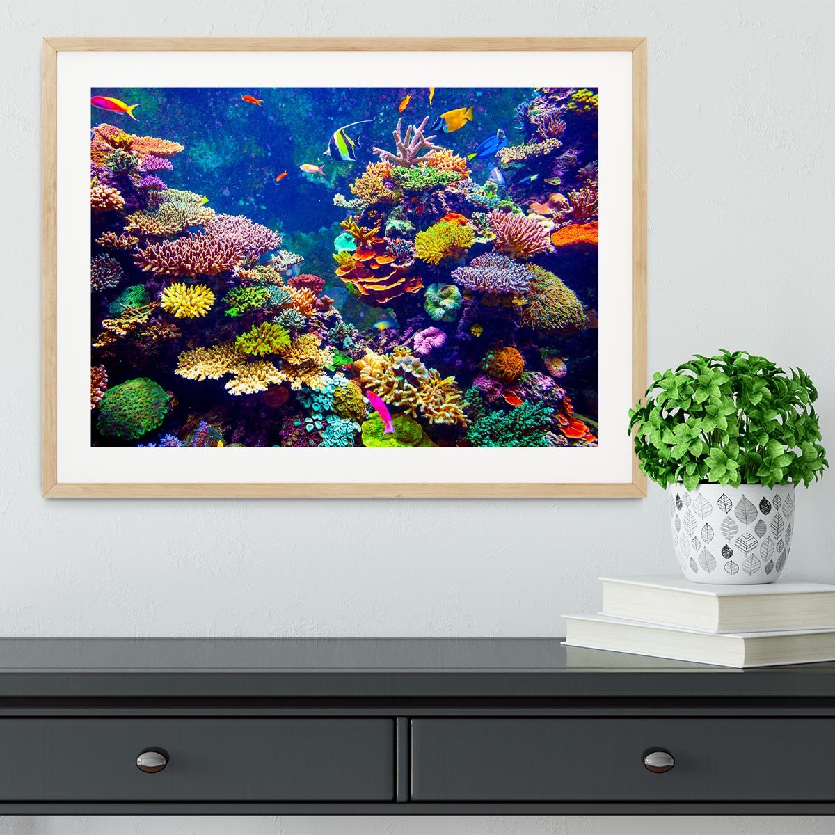 Coral Reef and Tropical Fish Framed Print - Canvas Art Rocks - 3