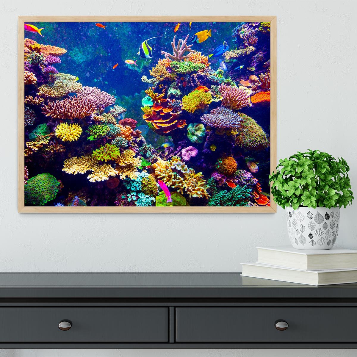 Coral Reef and Tropical Fish Framed Print - Canvas Art Rocks - 4