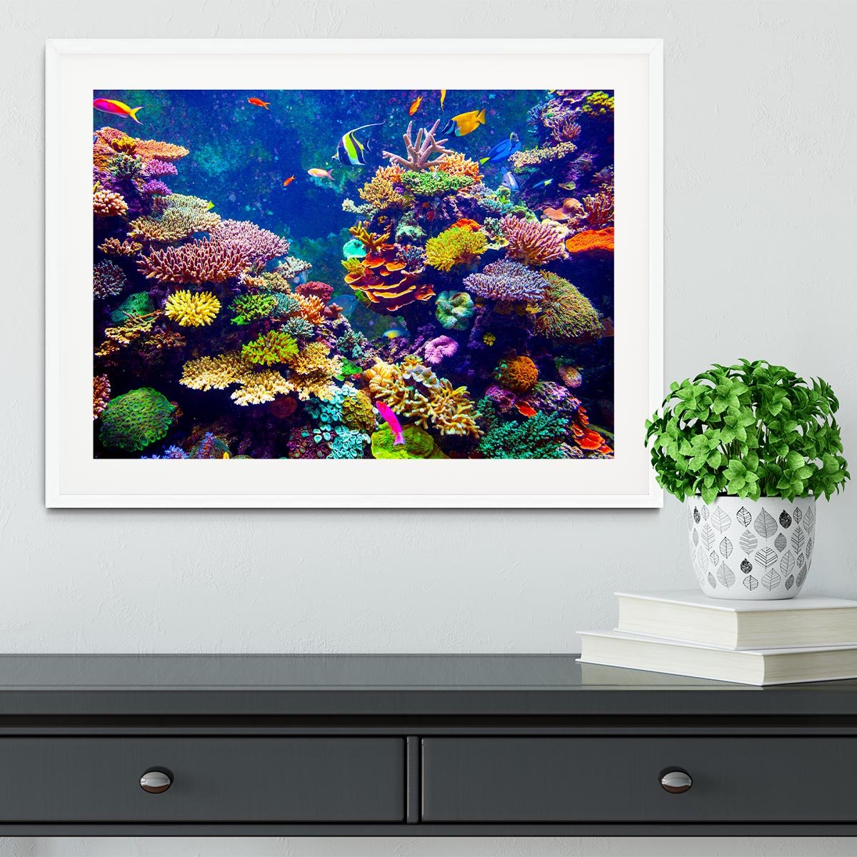 Coral Reef and Tropical Fish Framed Print - Canvas Art Rocks - 5