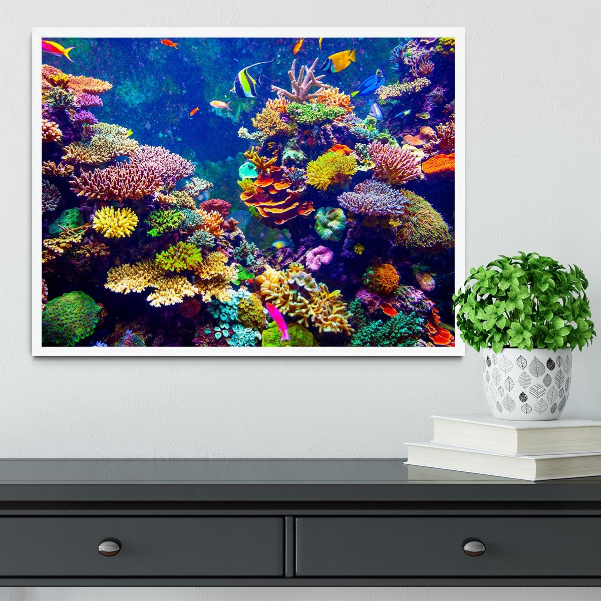 Coral Reef and Tropical Fish Framed Print - Canvas Art Rocks -6