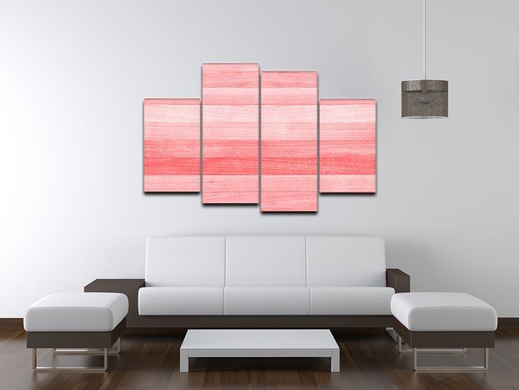 Coral pink or peach and salmon color 4 Split Panel Canvas  - Canvas Art Rocks - 3