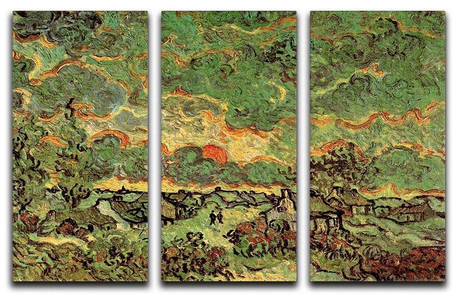 Cottages and Cypresses Reminiscence of the North by Van Gogh 3 Split Panel Canvas Print - Canvas Art Rocks - 4