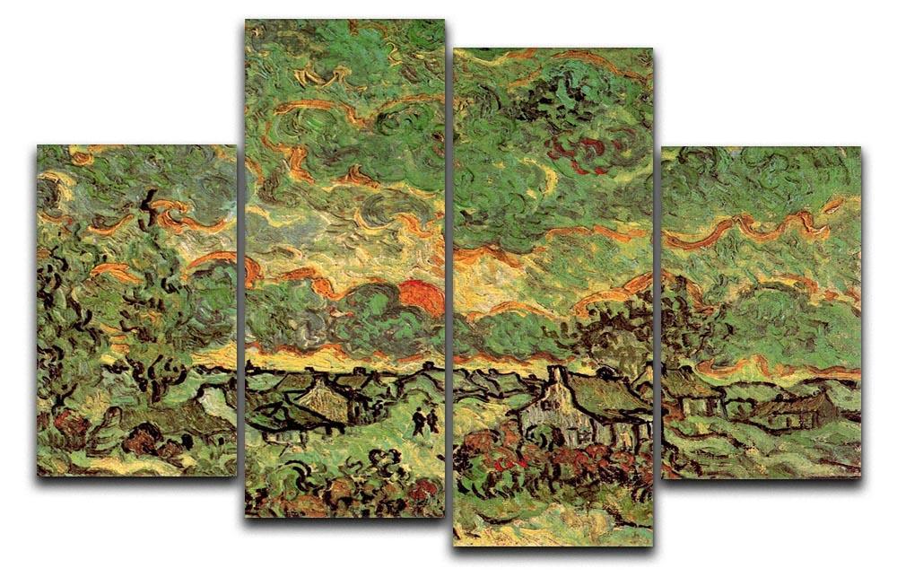 Cottages and Cypresses Reminiscence of the North by Van Gogh 4 Split Panel Canvas  - Canvas Art Rocks - 1