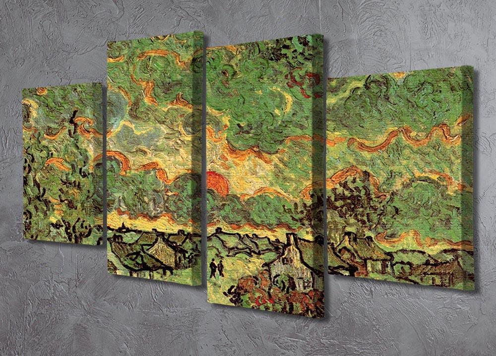 Cottages and Cypresses Reminiscence of the North by Van Gogh 4 Split Panel Canvas - Canvas Art Rocks - 2