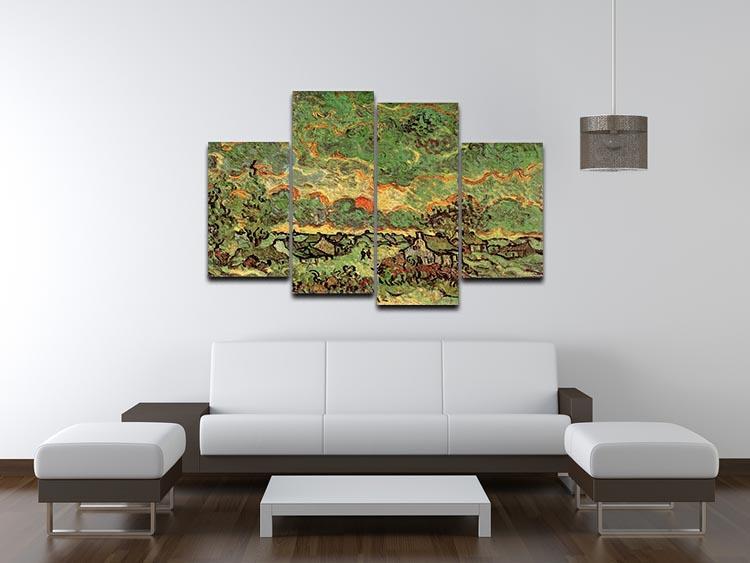 Cottages and Cypresses Reminiscence of the North by Van Gogh 4 Split Panel Canvas - Canvas Art Rocks - 3
