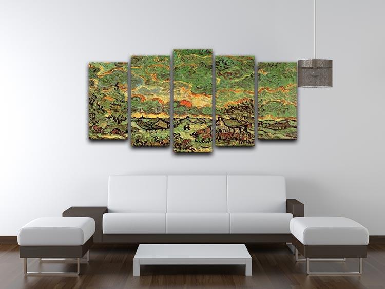 Cottages and Cypresses Reminiscence of the North by Van Gogh 5 Split Panel Canvas - Canvas Art Rocks - 3