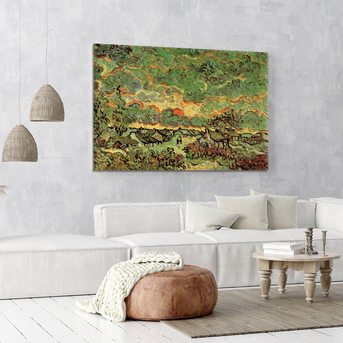 Cottages and Cypresses Reminiscence of the North by Van Gogh Canvas Print or Poster