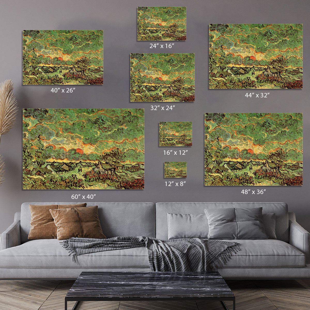 Cottages and Cypresses Reminiscence of the North by Van Gogh Canvas Print or Poster