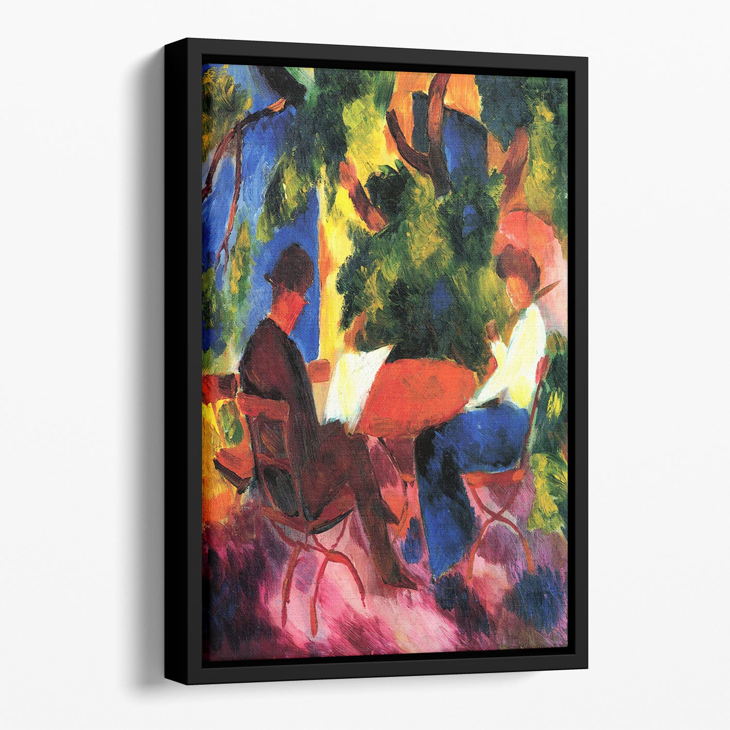 Couple at the garden table by Macke Floating Framed Canvas - Canvas Art Rocks - 1