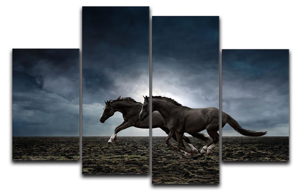 Couple black horses 4 Split Panel Canvas - Canvas Art Rocks - 1