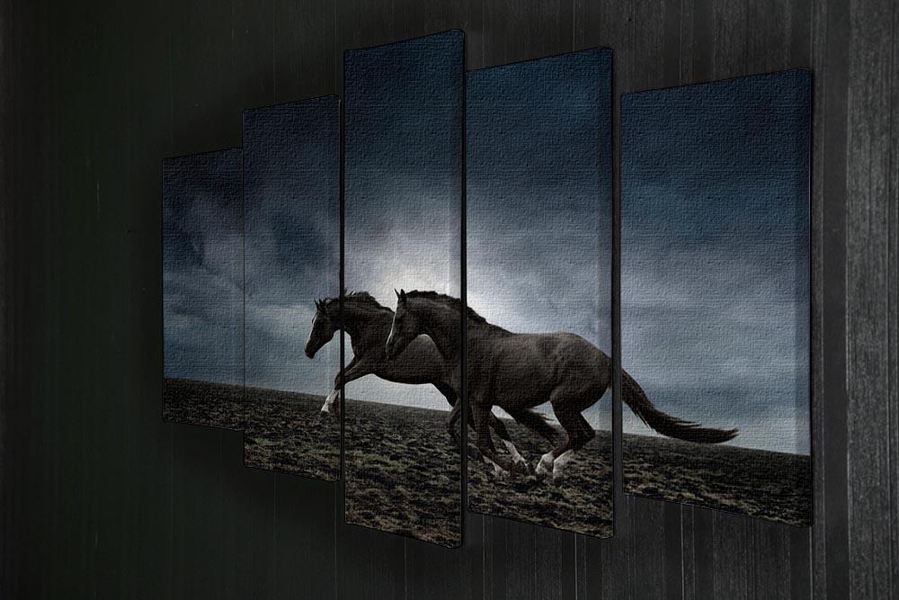 Couple black horses 5 Split Panel Canvas - Canvas Art Rocks - 2