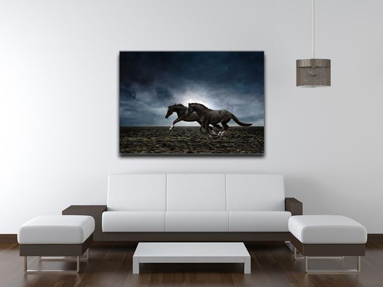 Couple black horses Canvas Print or Poster - Canvas Art Rocks - 4