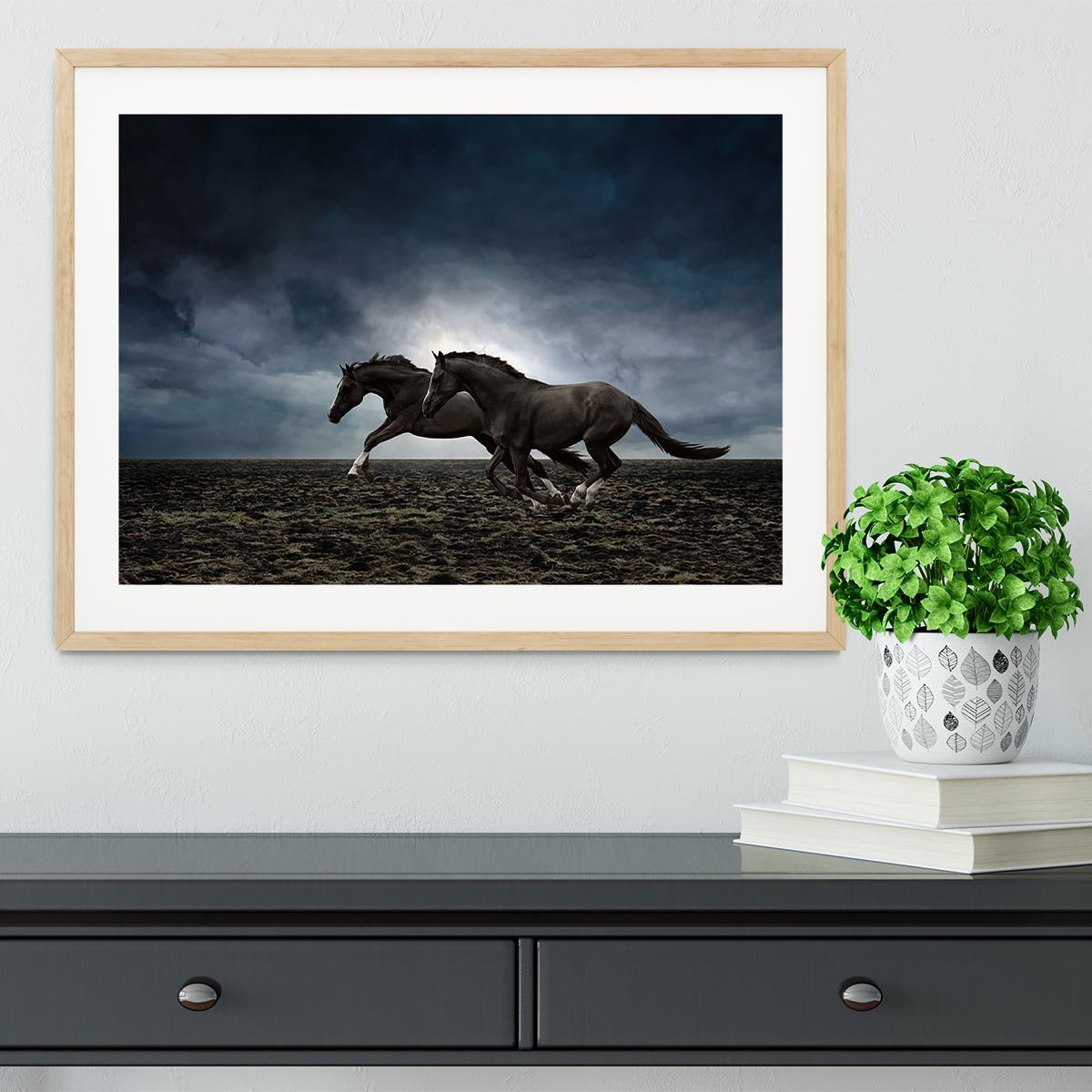 Couple black horses Framed Print - Canvas Art Rocks - 3