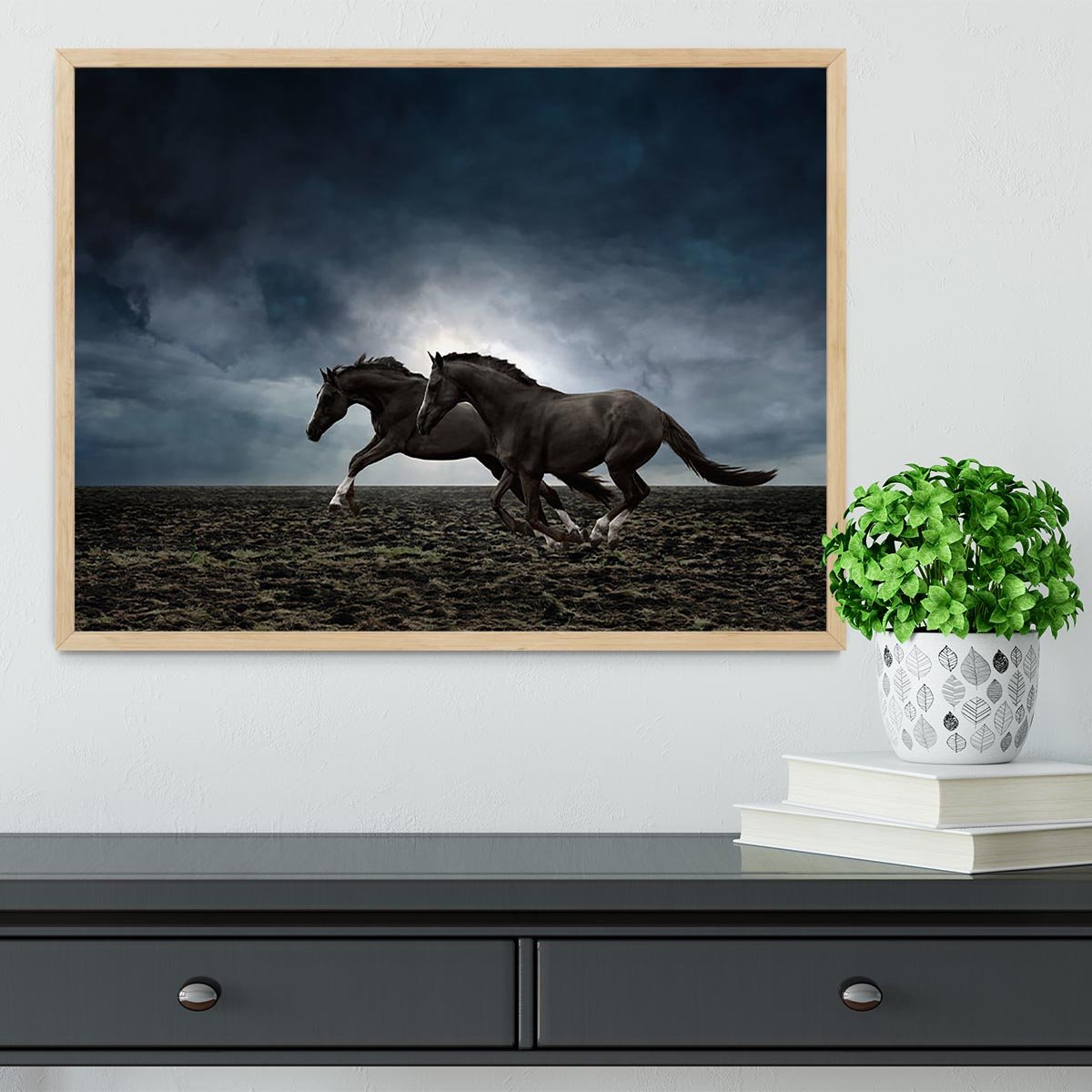 Couple black horses Framed Print - Canvas Art Rocks - 4