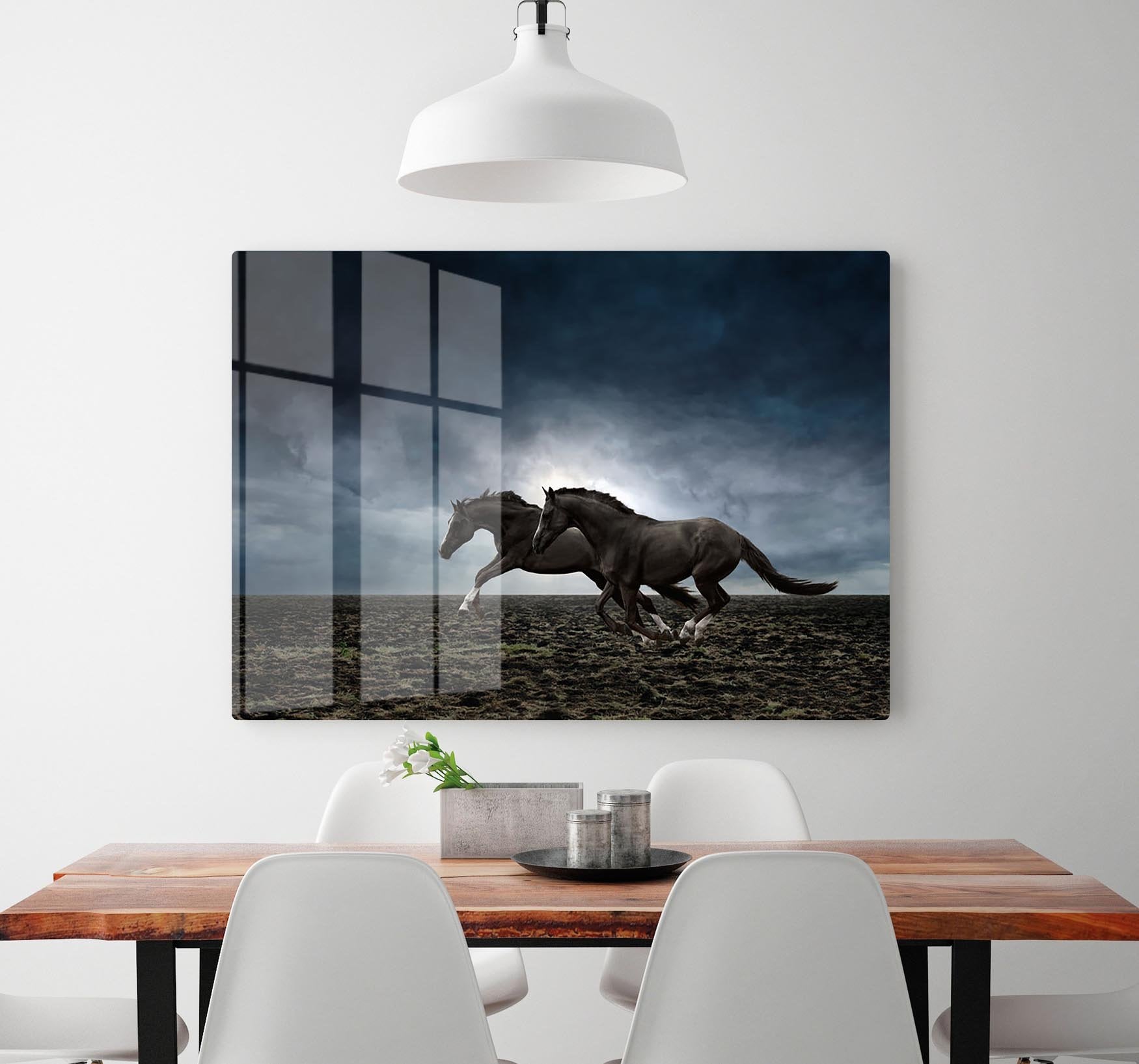 Couple black horses HD Metal Print - Canvas Art Rocks - 2