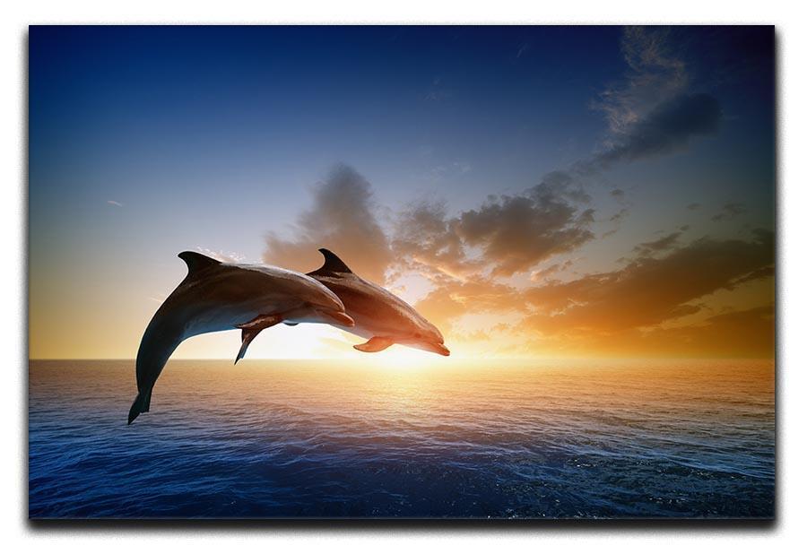 Couple jumping dolphins Canvas Print or Poster  - Canvas Art Rocks - 1