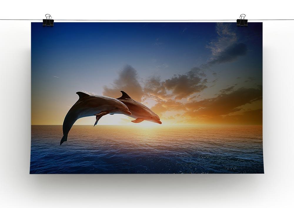Couple jumping dolphins Canvas Print or Poster - Canvas Art Rocks - 2