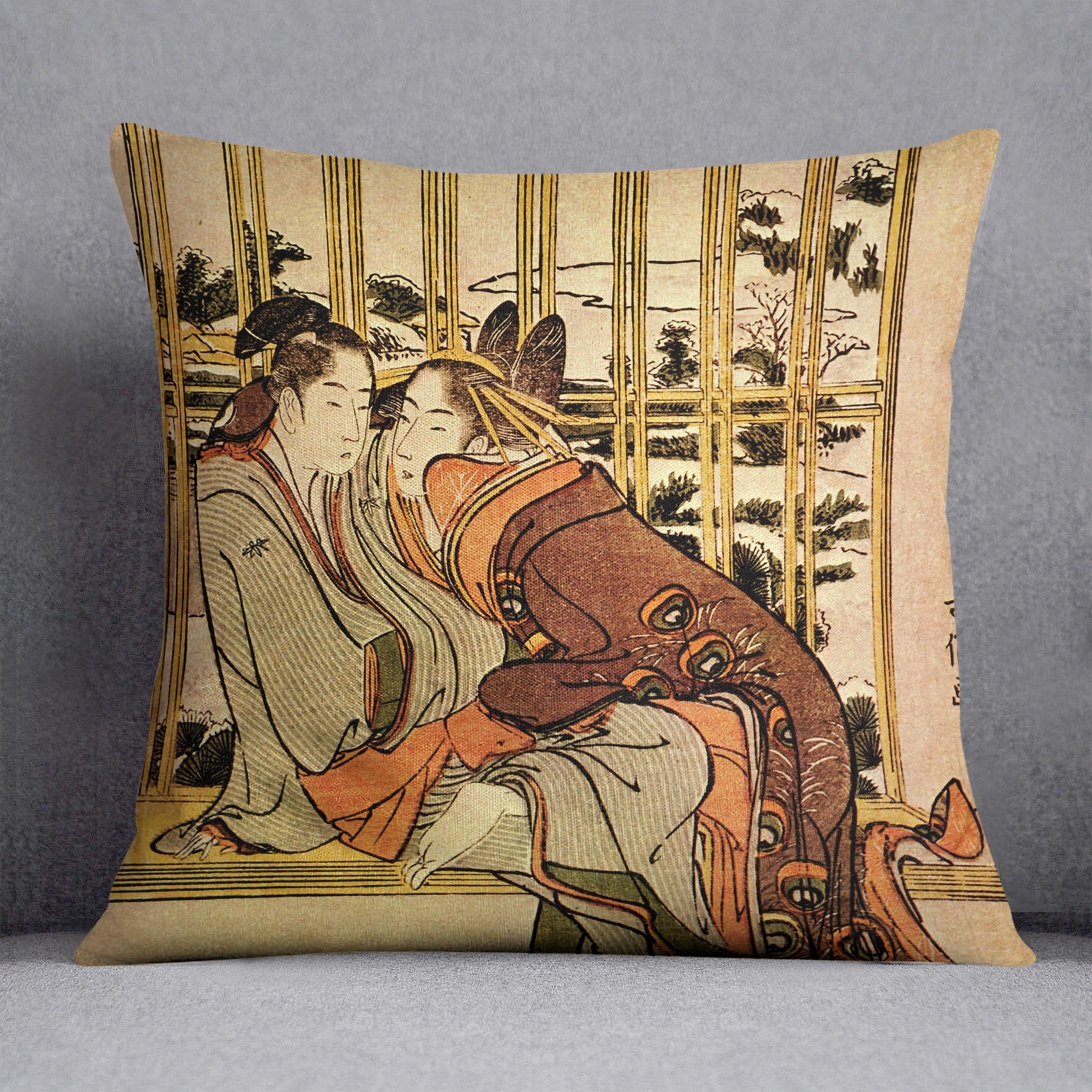 Couples by Hokusai Throw Pillow