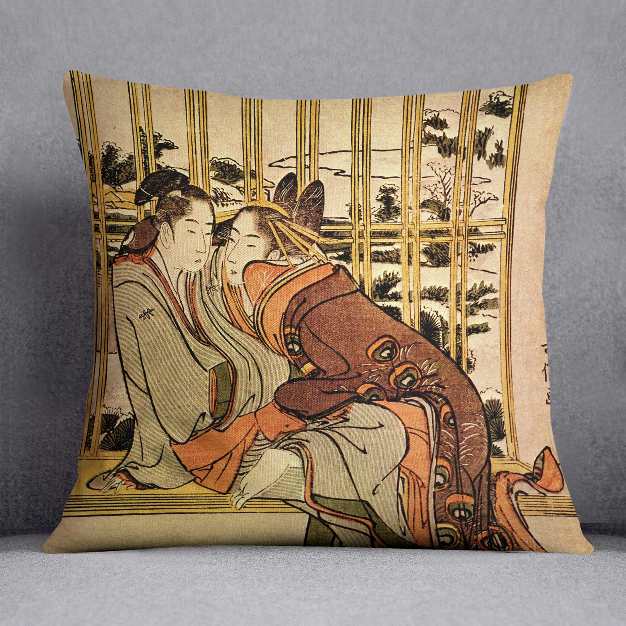 Couples by Hokusai Cushion