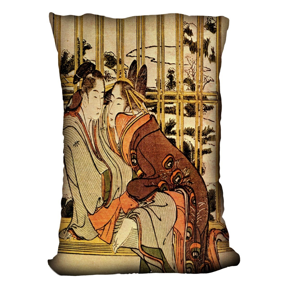 Couples by Hokusai Throw Pillow