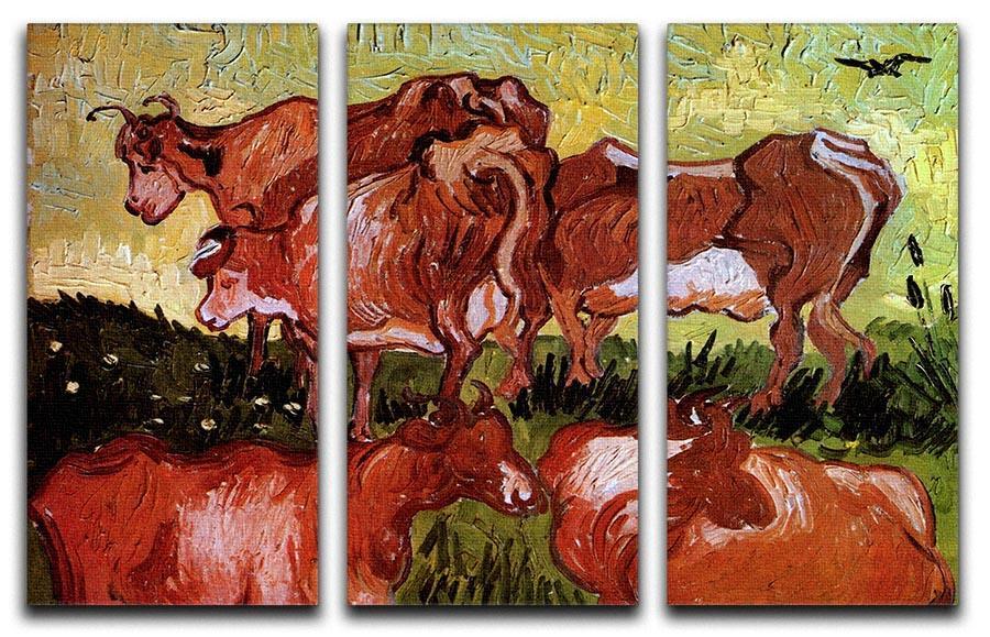 Cows after Jordaens by Van Gogh 3 Split Panel Canvas Print - Canvas Art Rocks - 4