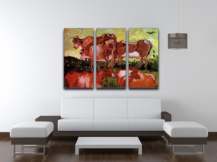 Cows after Jordaens by Van Gogh 3 Split Panel Canvas Print - Canvas Art Rocks - 4